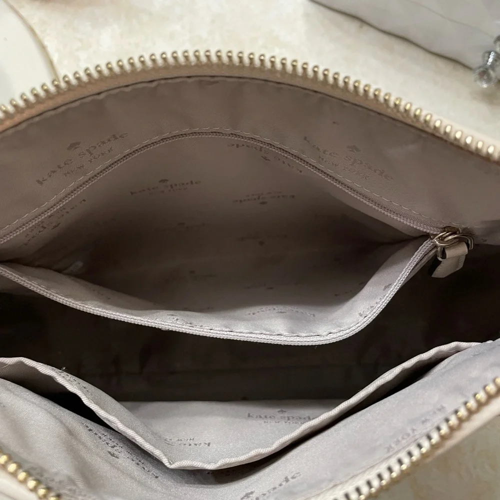 kate spade Signature Spade Flower PVC Large Crossbody, Dark Beige/Cream - Picture 11 of 14